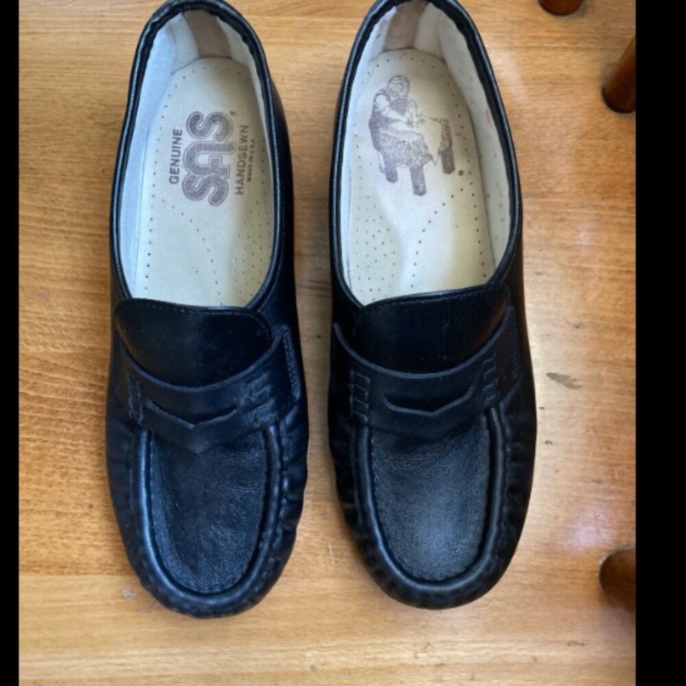 SAS 8W Black Leather Classic Slip-on Loafer Shoes